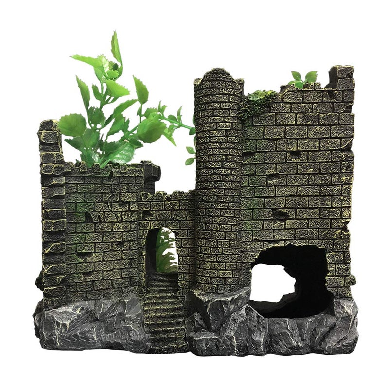 SLOCME Aquarium Medieval Resin Castle Decoration - Realistic Fish Tank Castle Accessory, Shelter for Betta Fish & Reptile - Image 4